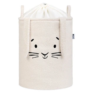 Foldable Storage Basket, Cream, Fluffy Toy Boucle Rabbit, 43 L, Sipo
