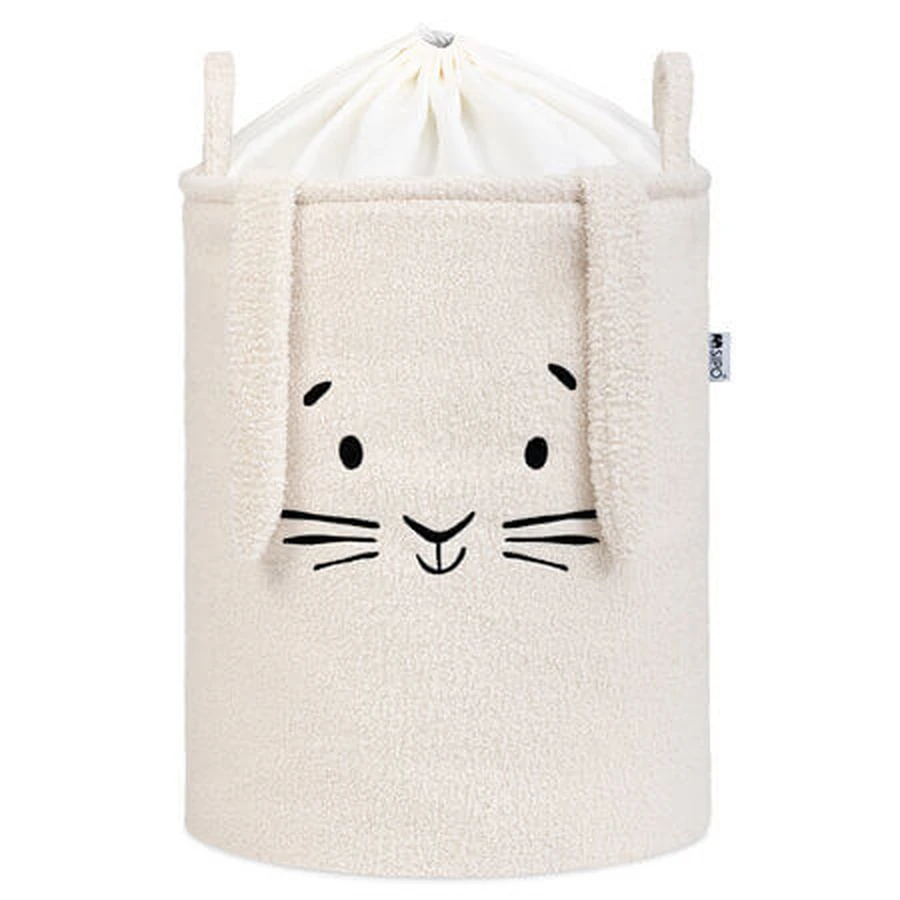 Foldable Storage Basket, Cream, Fluffy Toy Boucle Rabbit, 43 L, Sipo