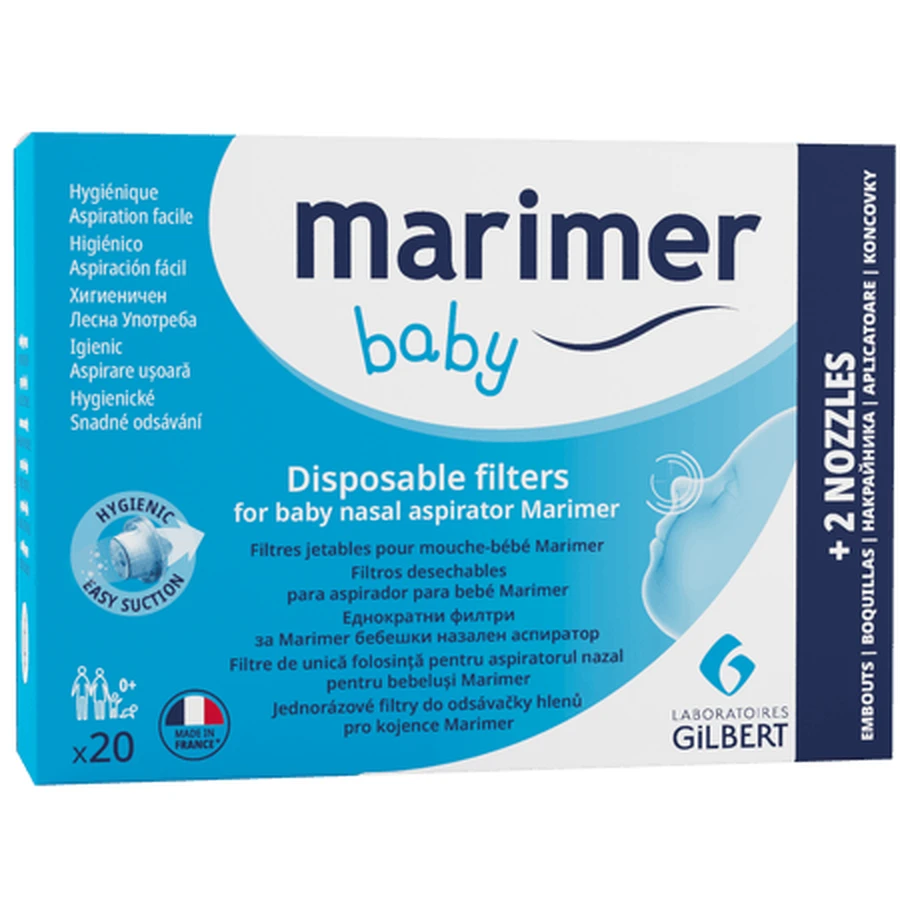 Filters voor de neusafzuiger, 20 filters + 2 neusapplicators, Marimer Baby