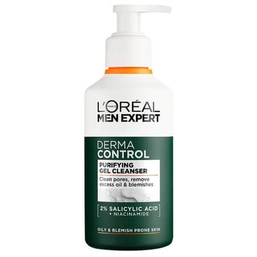Men Care Derma Control Cleansing Gel for Oily Skin, 260 ml, L'Oréal Paris