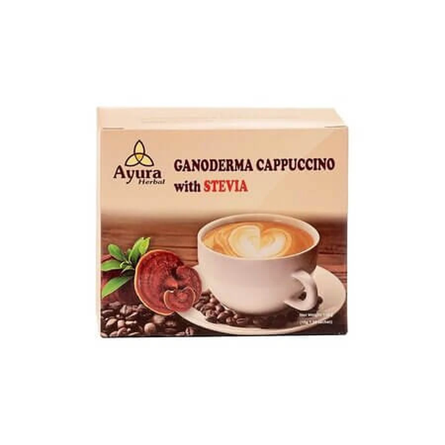 Instant Coffee Mix with Ganoderma and Stevia, 10 packets x 15 g, Ayura Herbal