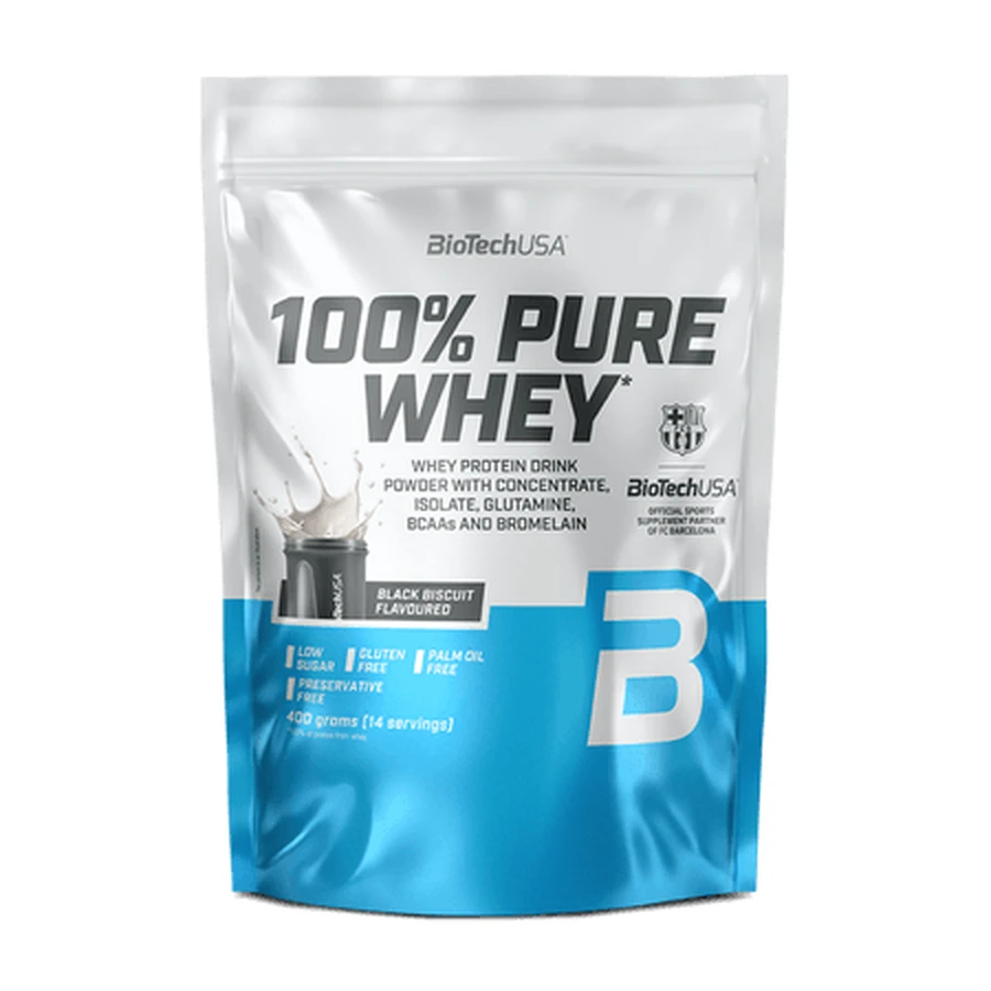 Batido de proteína de suero 100 % pura, galleta negra, 400 g, BioTechUSA