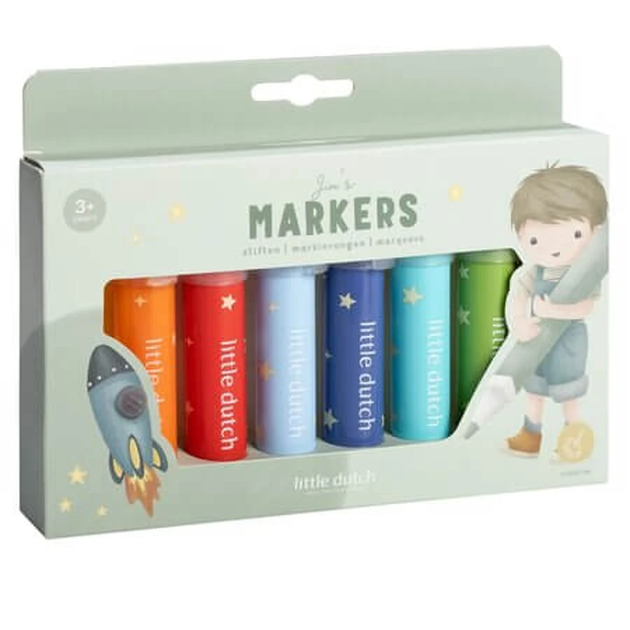 Jim-markerset, vanaf 3 jaar, 8-delig, Little Dutch