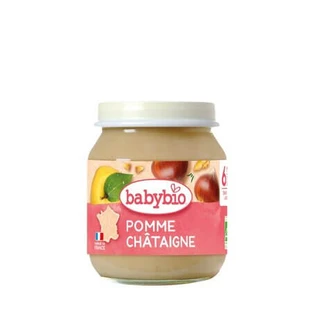 Puré ecológico de manzana y castañas, a partir de los 6 meses, 130 g, BabyBio