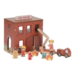 Caserne de pompiers avec figurines en bois certifiées FSC, à partir de 2 ans, Little Dutch