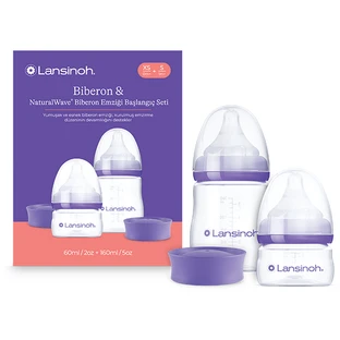 NaturalWave-flessenset met speen, 60 ml XS + 160 ml S, Lansinoh