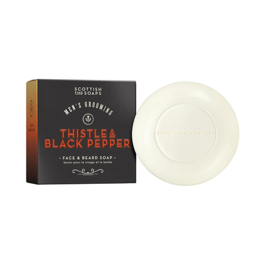 Thistle & Pepper Solid Face and Beard Soap, 100 g, Scottish Fine Soaps