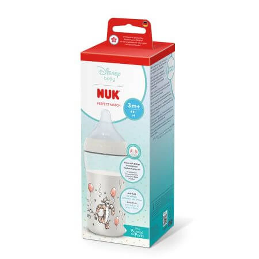 M Perfect Match Silicone-Tip Bottle, Tigger, 3 months+, 260 ml, Nuk
