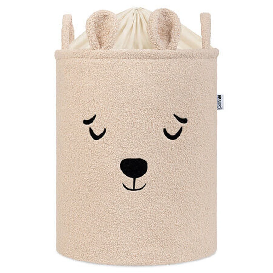 Faltbarer Aufbewahrungskorb, 43 l, beige, Plüschbär aus Bouclé, Sipo