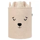 Foldable Storage Basket, 43 L, Beige, Fluffy Toy Boucle Bear, Sipo