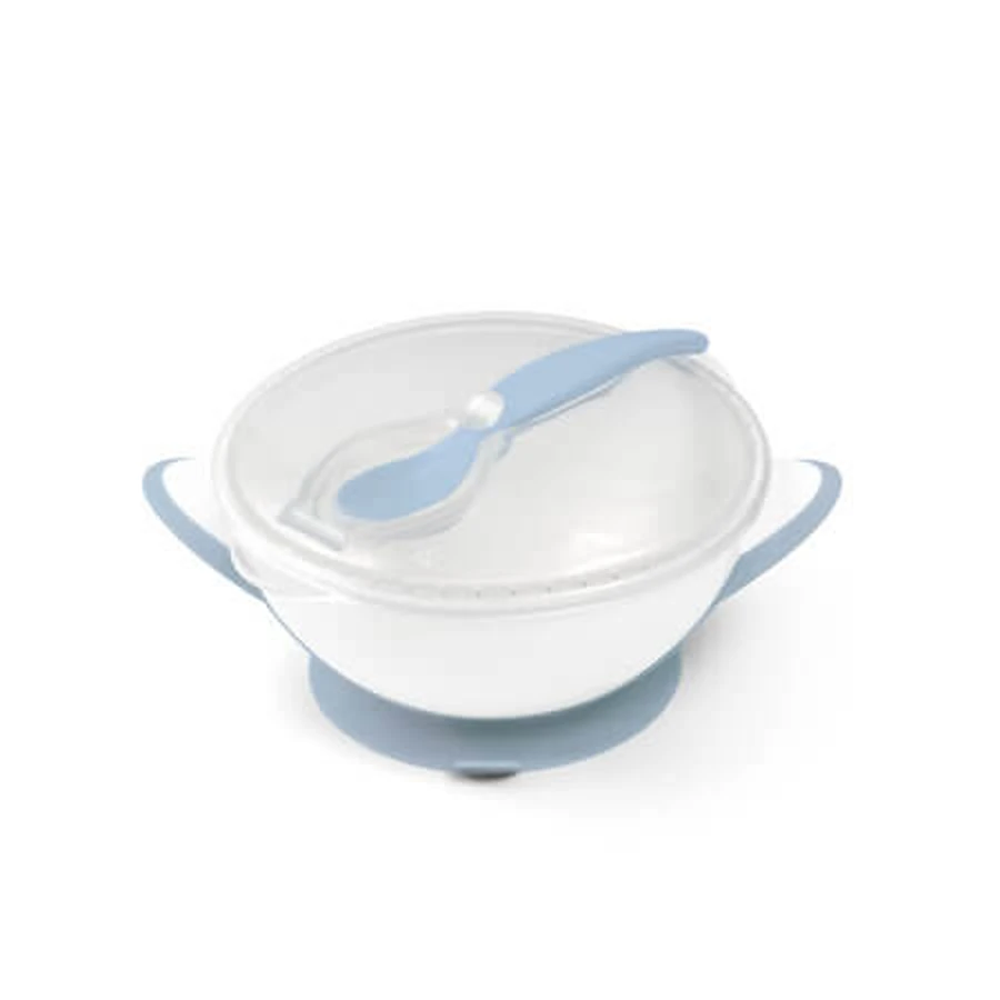 Bol avec ventouse et cuillère, bleu, à partir de 6 mois, Babyono