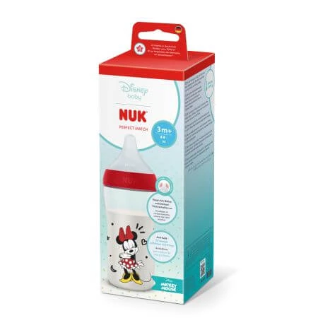 M Perfect Match Silicone-Tip Bottle, Minnie, 3 months+, 260 ml, Nuk