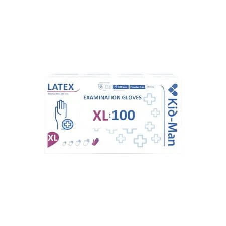 Latex Gloves, XL, White, 100 pieces, Kid-Man