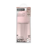 Silicone Baby Bottle with SX PRo Soft Medium-Flow Nipple, Colour Essence, Pink, 3 months+, 240 ml, Evogen