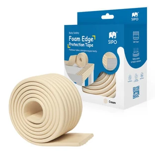 Ruban de protection pour les coins et les bords des meubles, 2 m x 75 mm, couleur crème, Sipo