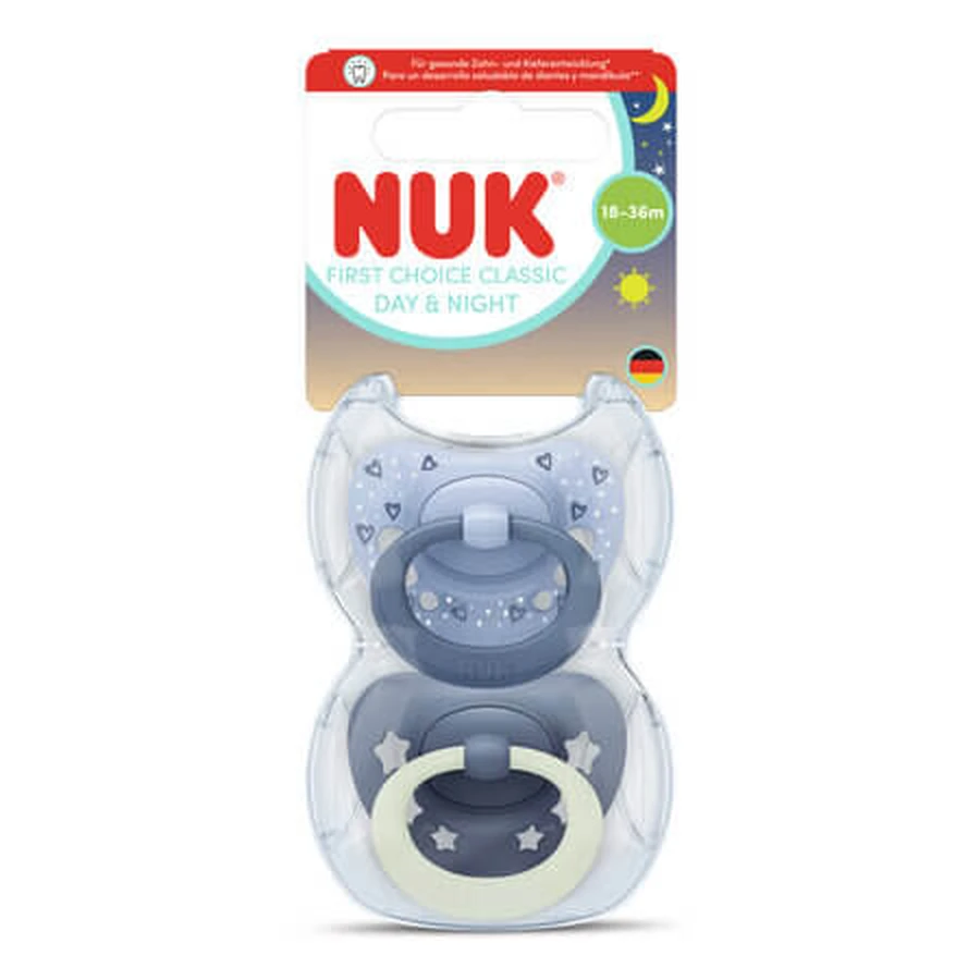 Day&Night First Choice Classic Pacifier Set, Blue, 18–36 months, 2 pieces, Nuk