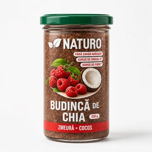 Pudding au chia et aux framboises, 230 g, Naturo