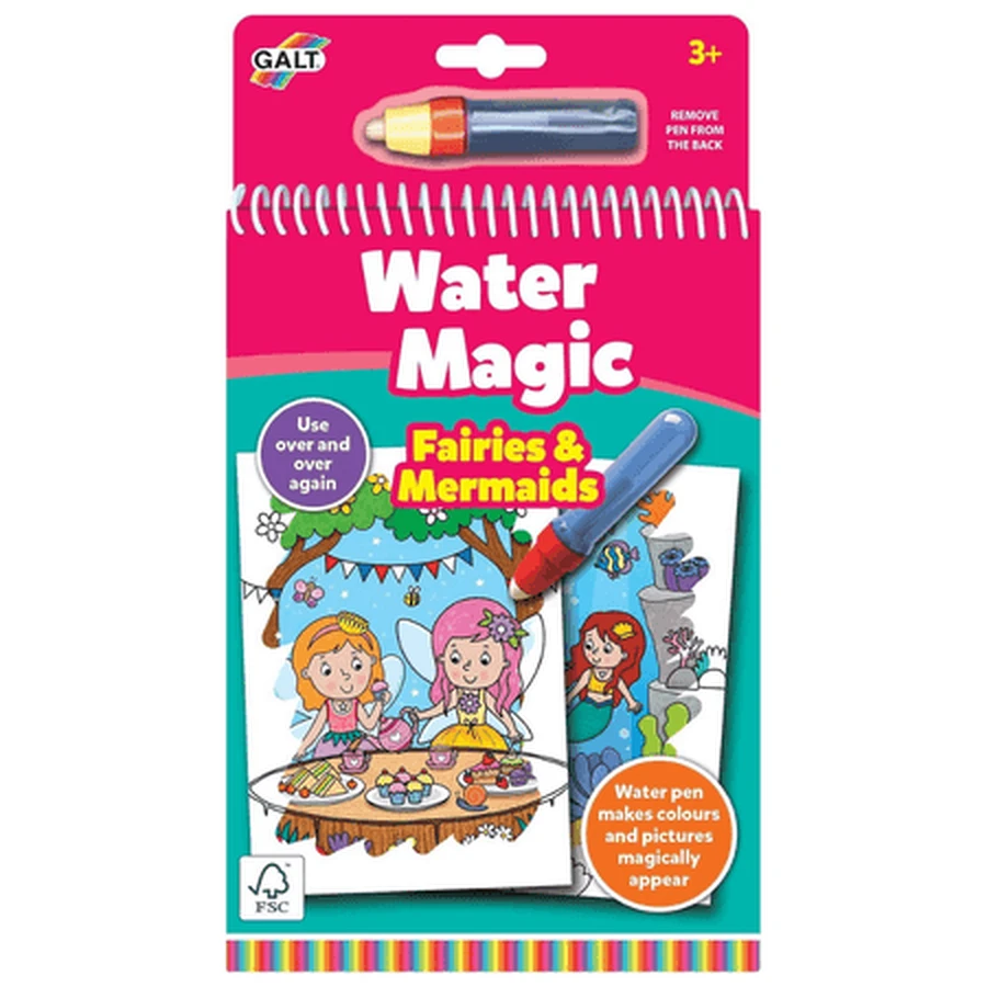 Water Magic Reusable Water Coloring Book, Fairies and Mermaids, Ages 3+, Galt