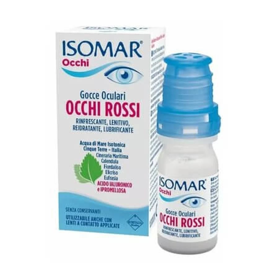 Gotas oftálmicas para los ojos enrojecidos con agua de mar isotónica, 10 ml, Isomar