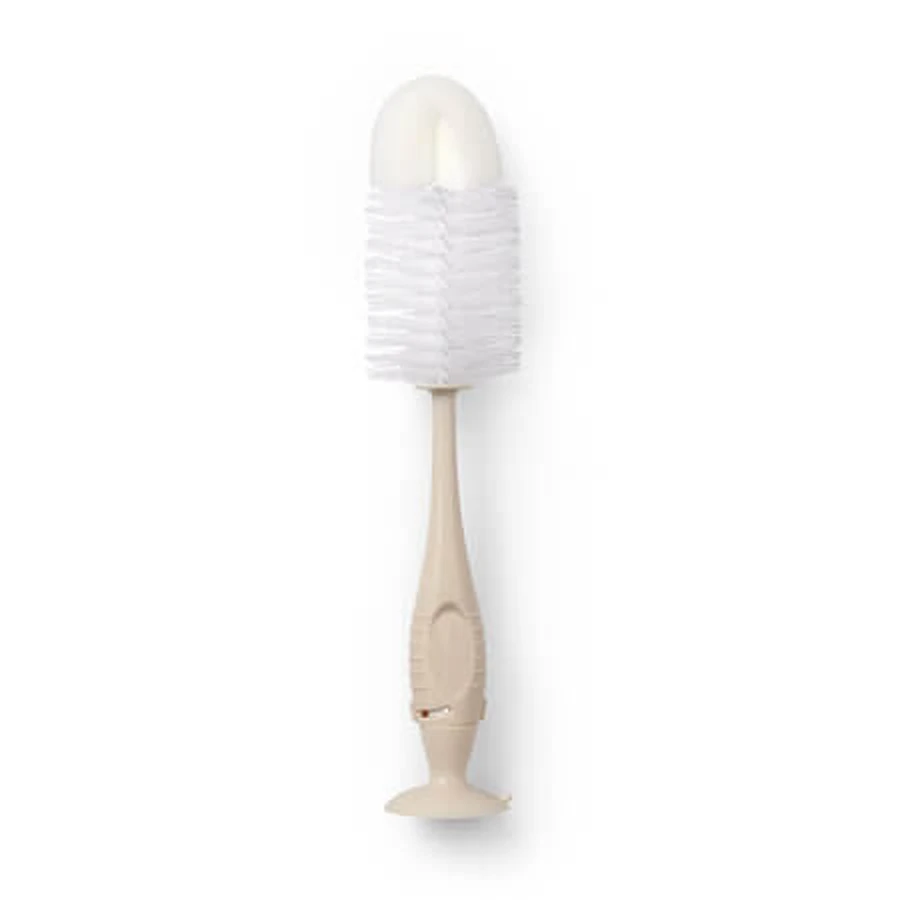 Fles- en speenborstel met zuignap, crèmekleurig, 1 stuk, Babyono