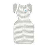 Sac de dormit de tranzitie pentru infasat si rostogolit Swaddle Up, marimea L,1 TOG, Alb si Gri, Love to Dream