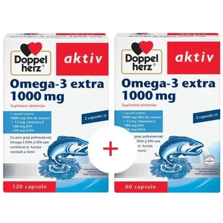 Value Pack: 2 x Doppelherz Aktiv Omega 3 Extra 1000 mg x 120 capsules + 60 capsules