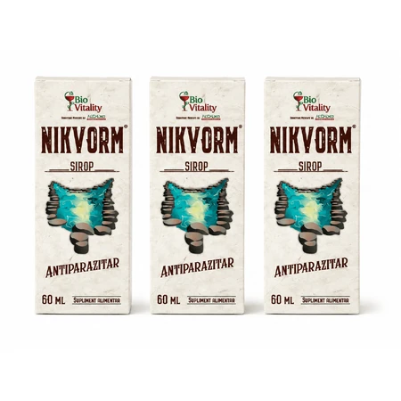 Paquete económico de jarabe Nikvorm: 3 botellas de 60 ml Bio Vitality