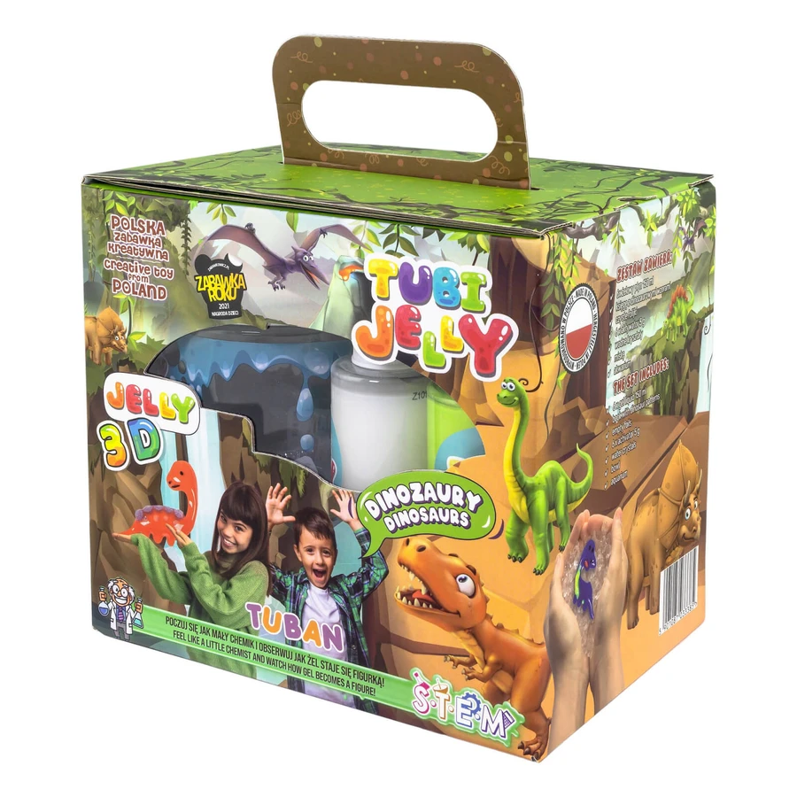 JELLY TUBE SET (modelleergel) met 6 kleuren en een klein aquarium – DINOSAURUSSEN