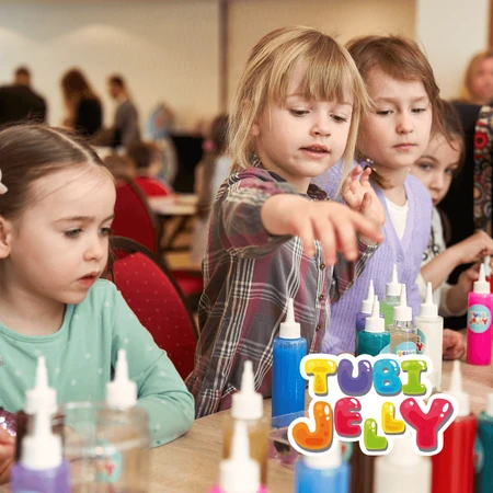 JELLY TUBE SET (modelleergel) met 6 kleuren en een klein aquarium – DINOSAURUSSEN
