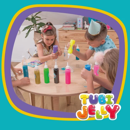 JELLY TUBE SET (modelleergel) met 6 kleuren en een klein aquarium – DINOSAURUSSEN