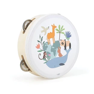 Tambourin en bois - Motifs d'animaux - Vilac