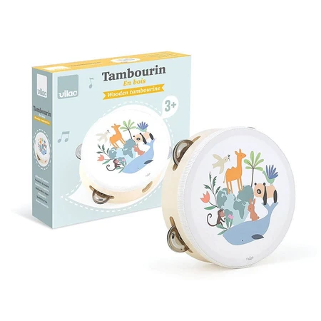 Tambourin en bois - Motifs d'animaux - Vilac