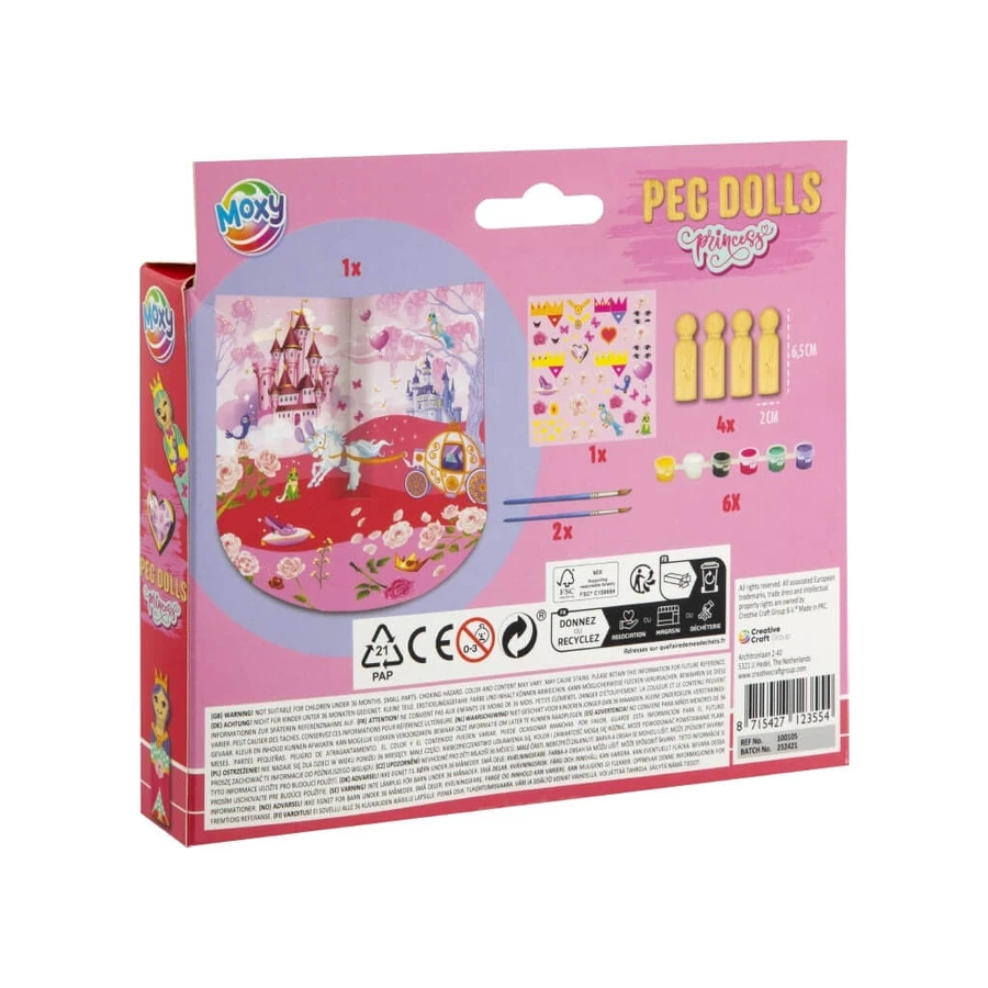 DIY Craft Kit, Wooden Figurines, Peg Dolls, Princesses