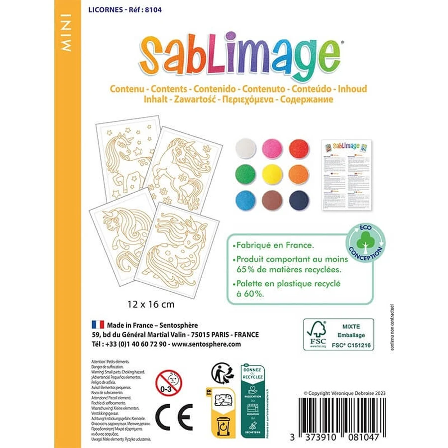 Kit créatif de sable coloré - Mini licornes Sablimage - Sentosphere