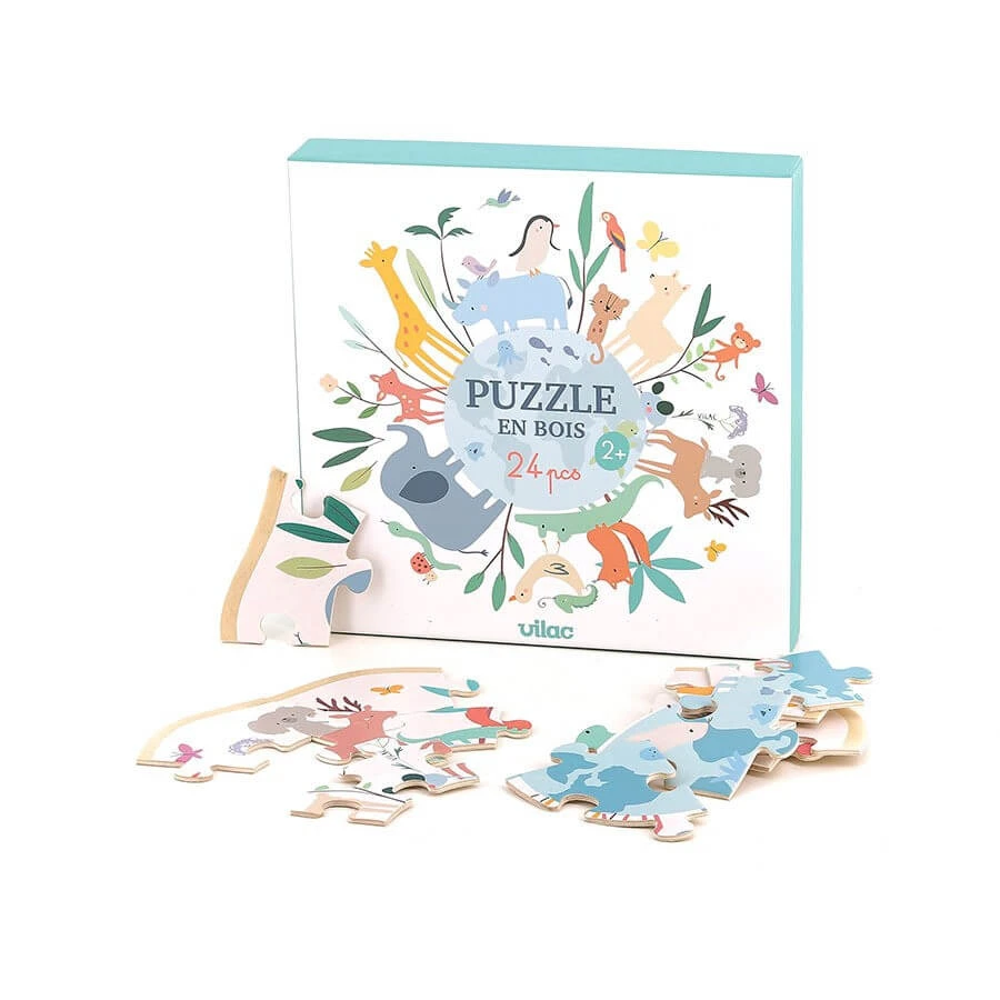 Puzzle en bois - Le tour du monde - Sarah Betz - Vilac