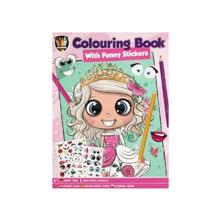 Coloring book for girls, with fun stickers, A4, 24 pages