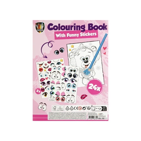 Coloring book for girls, with fun stickers, A4, 24 pages