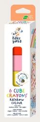 Set of 6 cube-shaped wax crayons, Haku Yoka - rainbow colors
