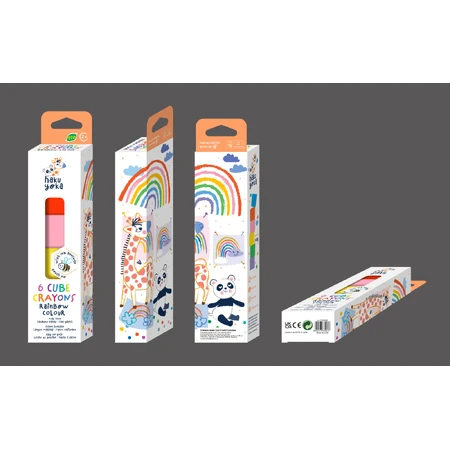 Lot de 6 crayons de cire en forme de cube, Haku Yoka - couleurs de l'arc-en-ciel
