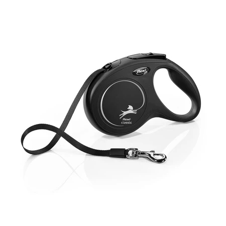 FLEXI Classic, correa retráctil para perros, nailon, negra, M (25 kg, 5 m)