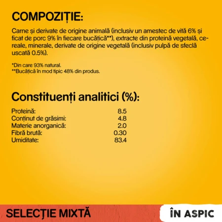 PEDIGREE Mixed Selection, XS-XL, rundvlees en gevogelte, zakjes nat hondenvoer (in aspic), multipack, 100 g x 4