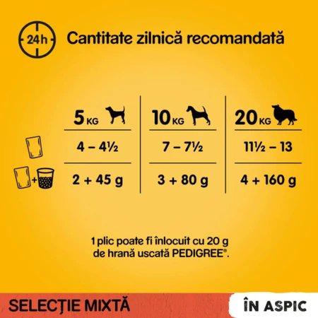 PEDIGREE Mixed Selection, XS-XL, rundvlees en gevogelte, zakjes nat hondenvoer (in aspic), multipack, 100 g x 4
