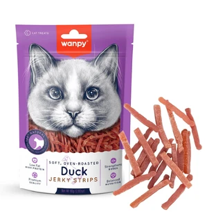 Tiras de carne seca WANPY, pato, bolsa de golosinas para gatos, 80 g