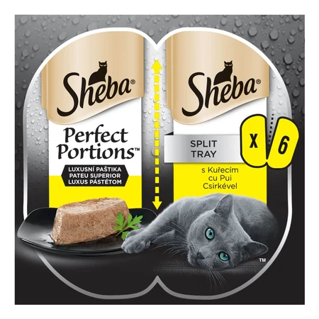 SHEBA Perfect Portions, Poulet, barquettes d'aliments humides pour chats (pâté), lot de 6, 37,5 g chacune