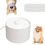 SHAW Ceramic Water Fountain, cat fountain, round, filtration system, ceramic, beige, 2L