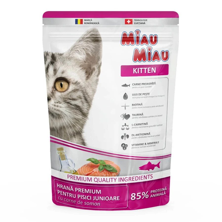 MIAU MIAU Kitten, Saumon, Aliment pour chatons, 800 g