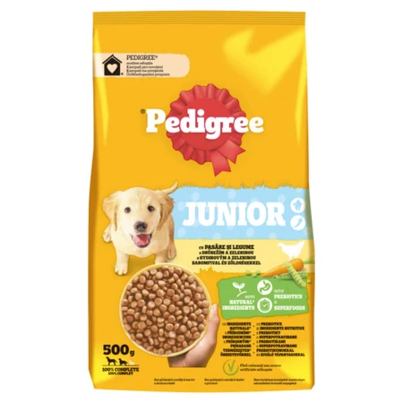 PEDIGREE Junior, M-XL, Aves y verduras, pienso seco para perros jóvenes, 500 g