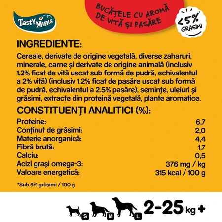 PEDIGREE Tasty Bites, dog treats, cheese slices, 155g