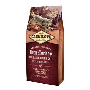 CARNILOVE Adult L-XL, Ente und Truthahn, getreidefreies Trockenfutter für Katzen großer Rassen, 2 kg