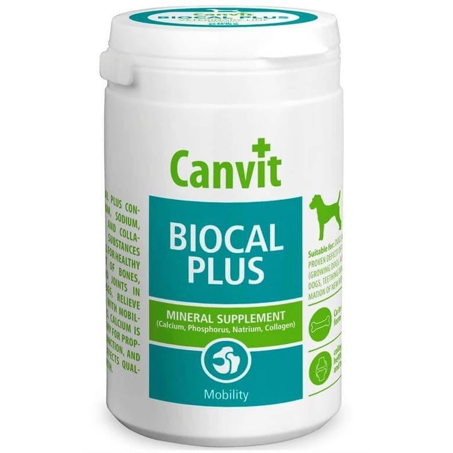 CANVIT Biocal Plus, XS-S, Nahrungsergänzungsmittel für die Gesundheit von Gelenken und Knochen bei Hunden, Flasche, 500 g